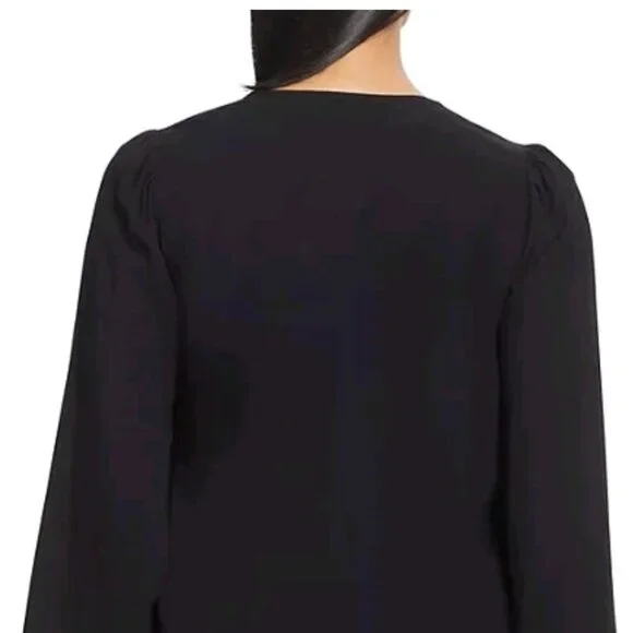 Jessica Simpson Leslie Boho Black Beauty Tunic Woven Blouse V Neck Flowy Large - Picture 4 of 5